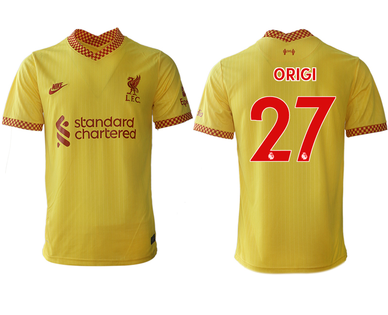 Men 2021-2022 Club Liverpool Second away aaa version yellow #27 Soccer Jersey
